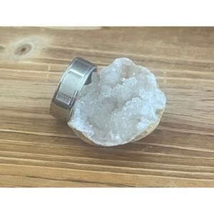 New Silver Tungsten Polished Band Ring -Carved Detail -Unisex -8mm Width -Size 7